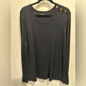IMAN Black pullover tunic sweater with gold button detail - XL